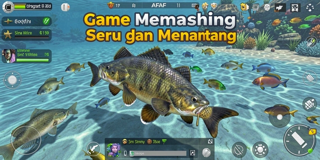 Tampilan gameplay AFAF dengan suasana memancing yang menenangkan.