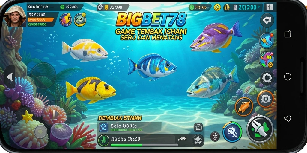 Screenshot gameplay menyenangkan dari BIGBET78 yang menampilkan aksi tembak ikan.
