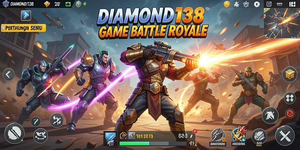 Screenshot gameplay seru DIAMOND138 saat pertarungan Battle Royale.