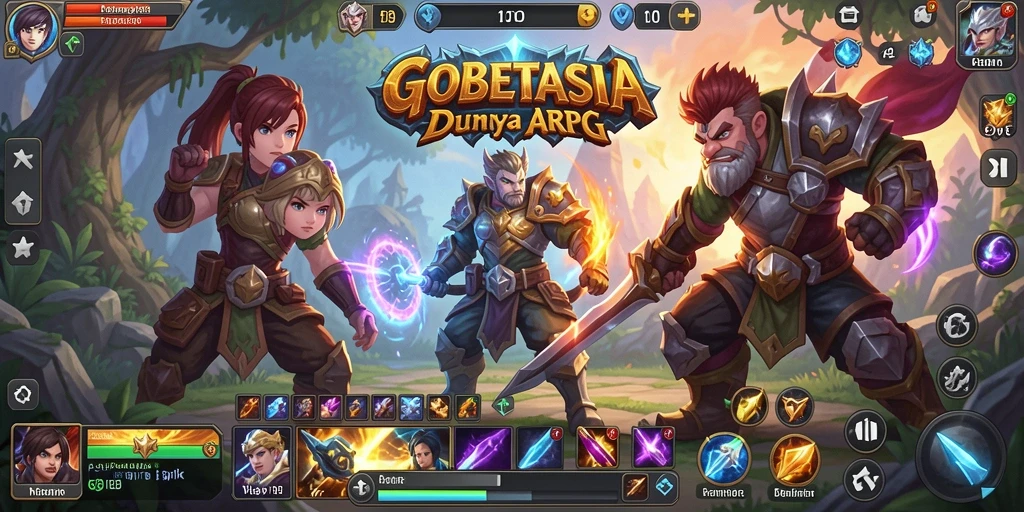 Screenshot GOBETASIA menampilkan pertarungan karakter ARPG yang mendebarkan.