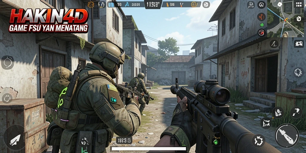 Screenshot gameplay HAKIN4D menampilkan aksi pertempuran FPS yang mendebarkan.