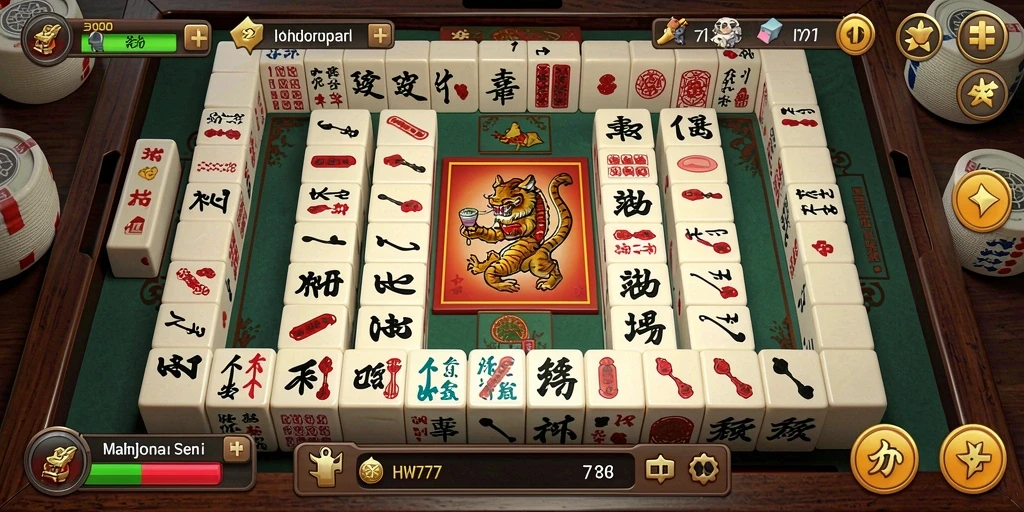 Screenshot HW777 menampilkan gameplay Mahjong yang menarik.