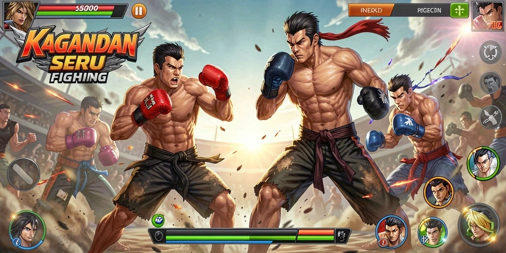 Tampilan gameplay mendebarkan di KAGANDAN dengan pertarungan intens.