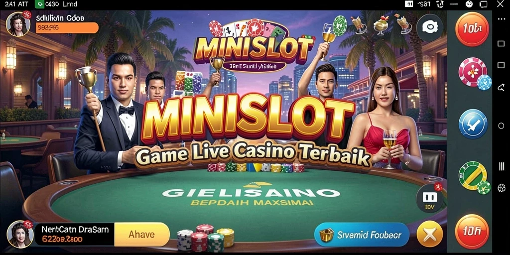 Tampilan seru gameplay Live Casino MINISLOT dengan dealer langsung.