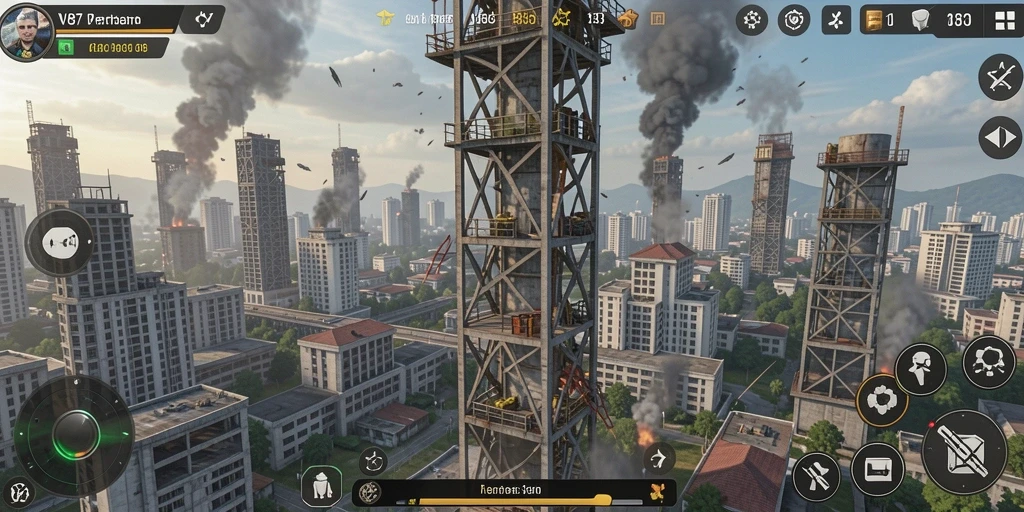 Tangkapan layar V87 menunjukkan pertempuran mendebarkan dalam gaya Tower Defense.